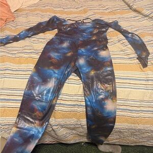 Blue Galaxy Print Women's Jumpsuit